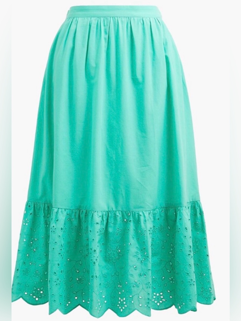 Women's Teal Eyelet-Hem A-Line Skirt with pockets